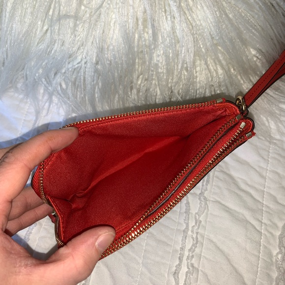 Coach double corner zip wristlet brown/ red - Picture 5 of 6